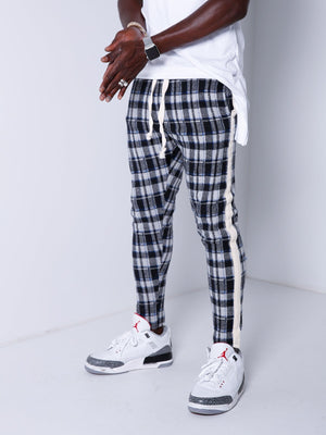Checkered Sweatpants Side Stripes 4372