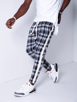 Checkered Sweatpants Side Stripes 4372