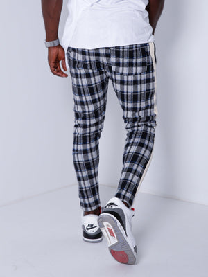 Checkered Sweatpants Side Stripes 4372