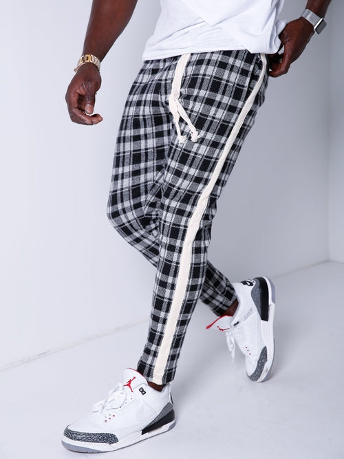 Checkered Sweatpants Side Stripes 4375