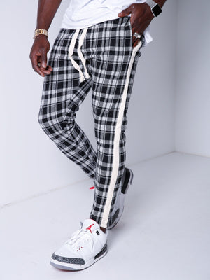 Checkered Sweatpants Side Stripes 4375