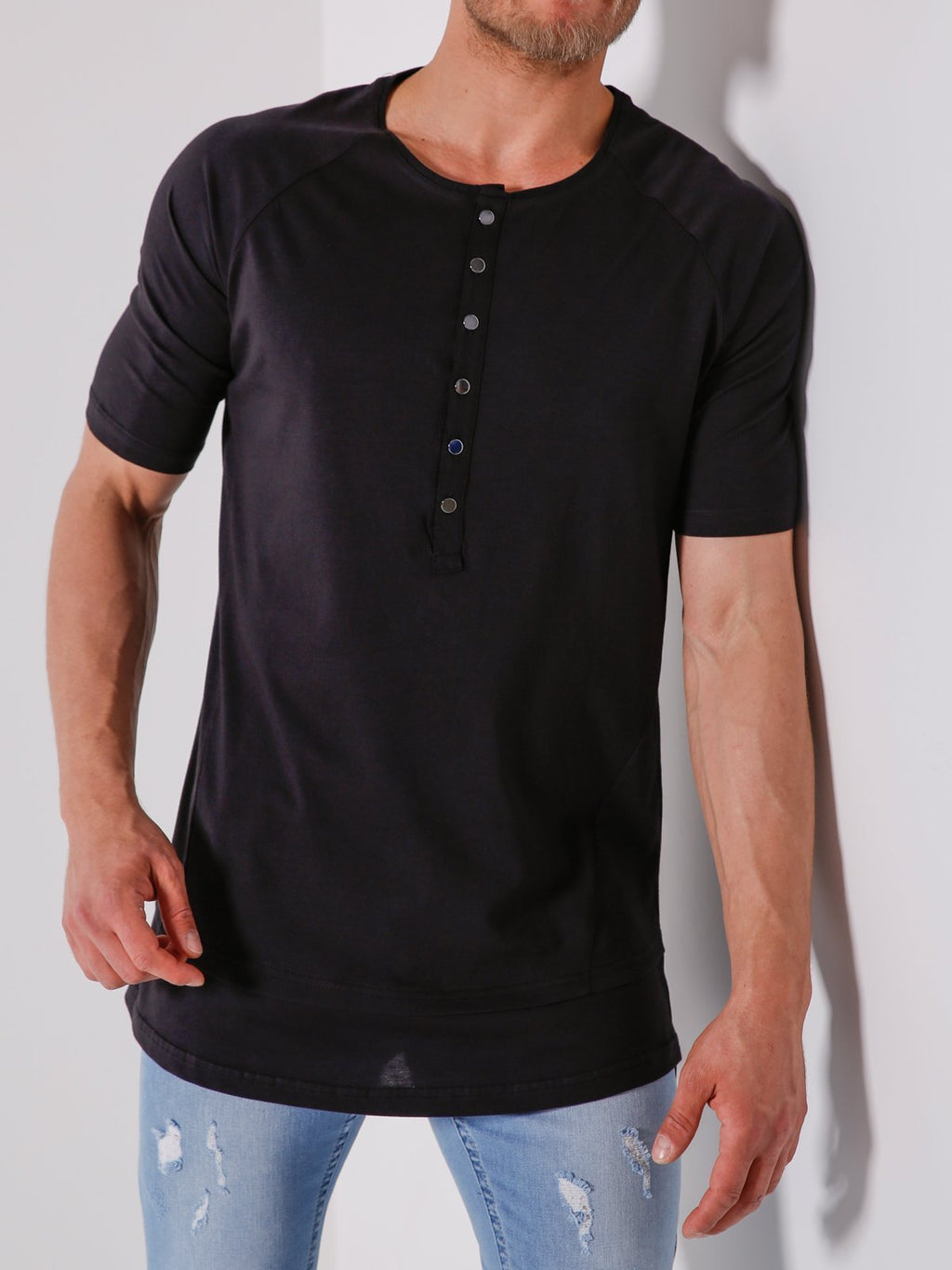 Button-up T-Shirt String Details 4413