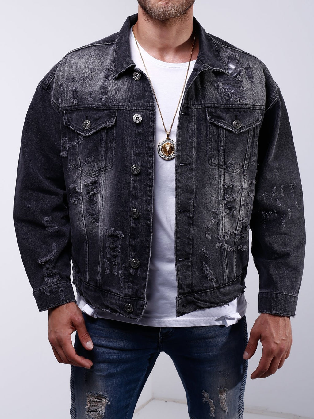 Distressed Denim Jacket 4463