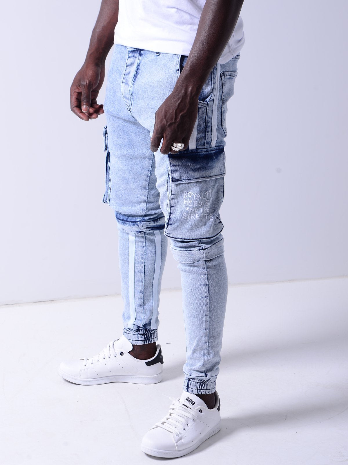 Cargo Jeans White Side Stripes 4544