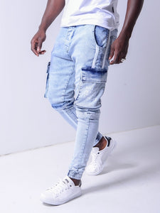 Cargo Jeans White Side Stripes 4544