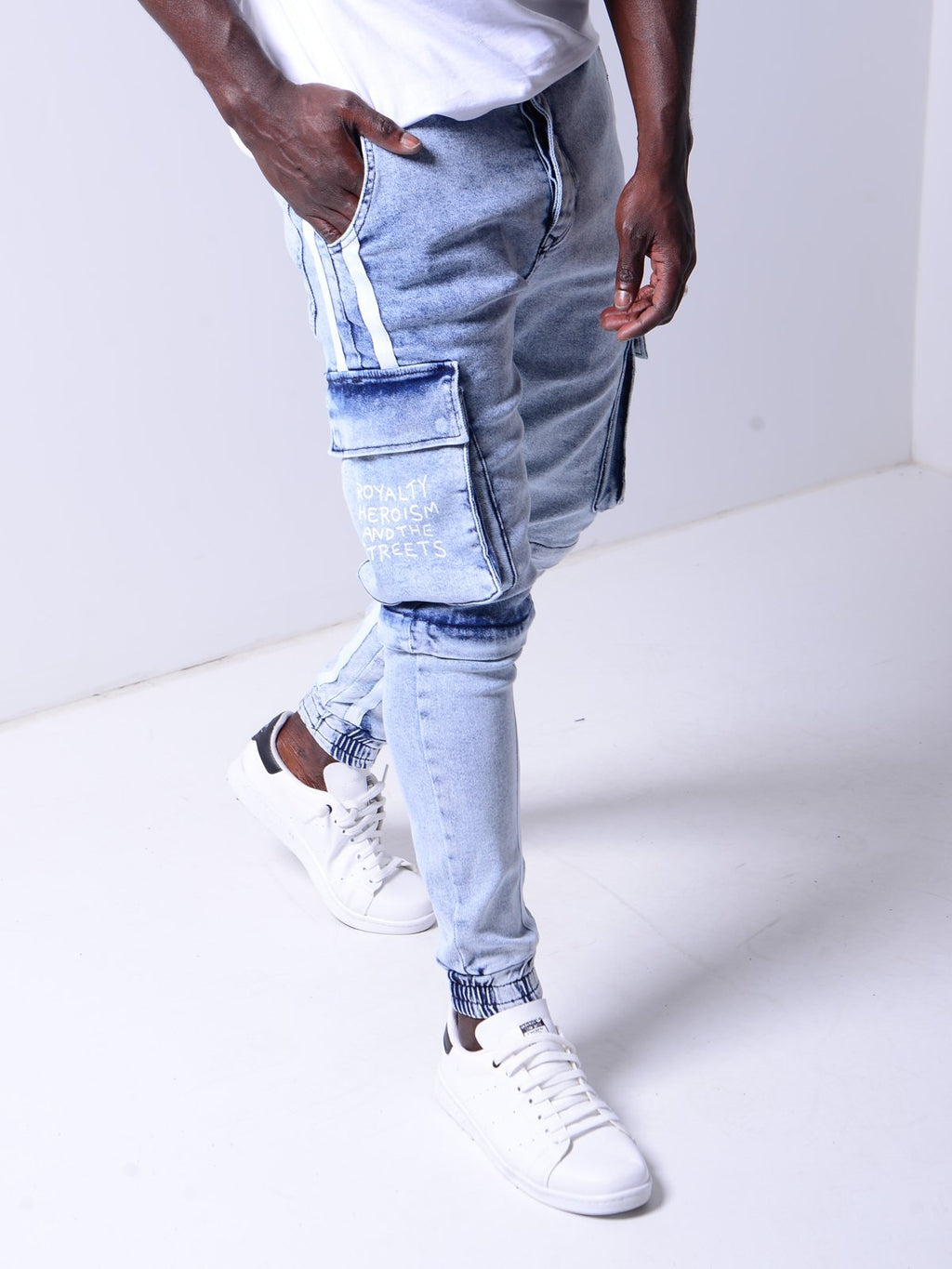 Cargo Jeans White Side Stripes 4544