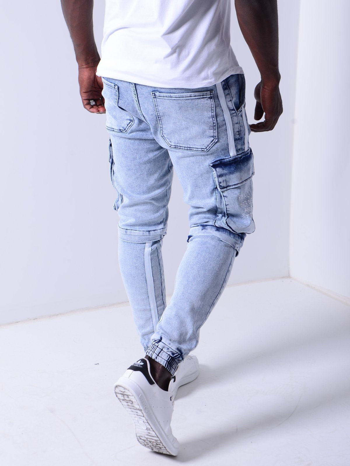 Cargo Jeans White Side Stripes 4544