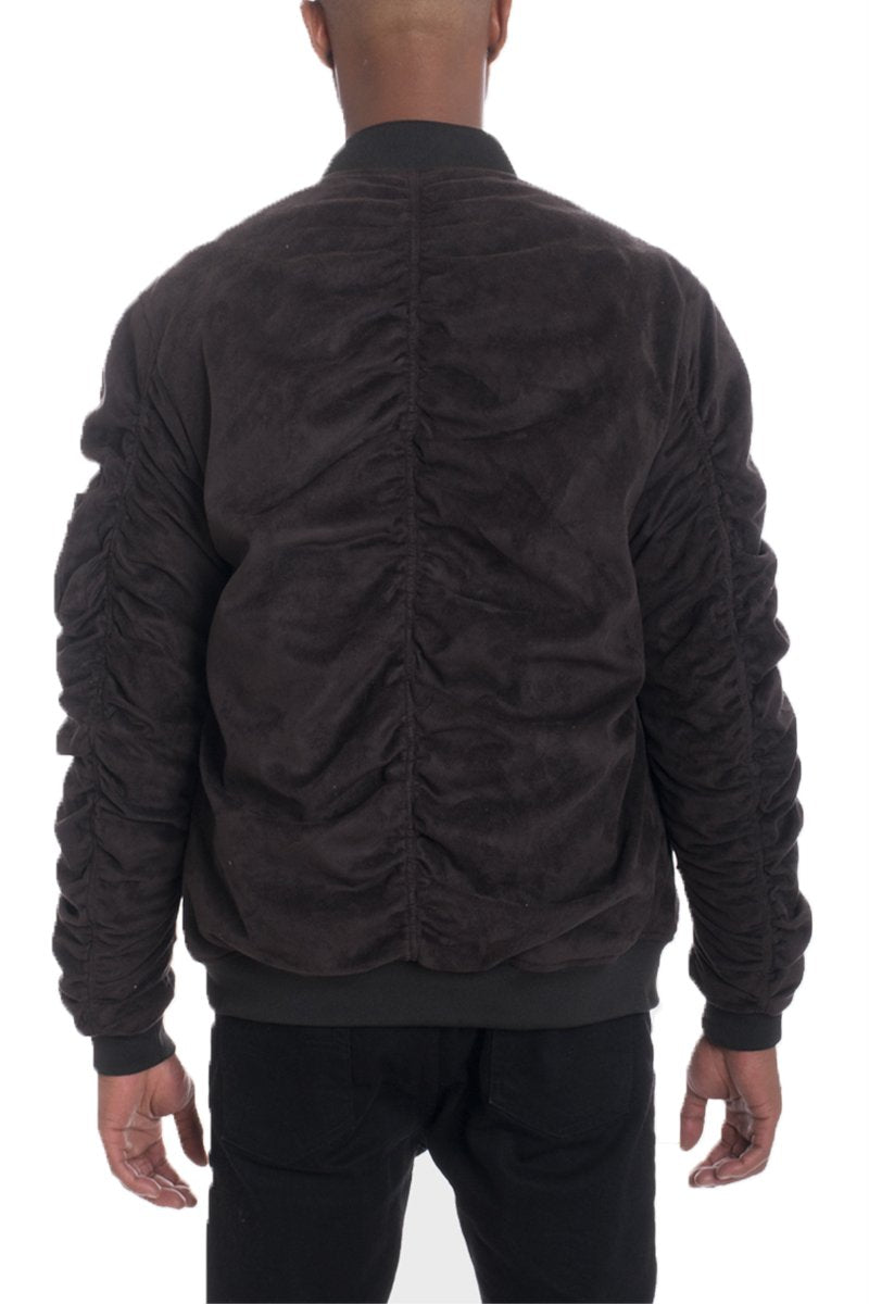 FAUX SUEDE BOMBER- BLACK