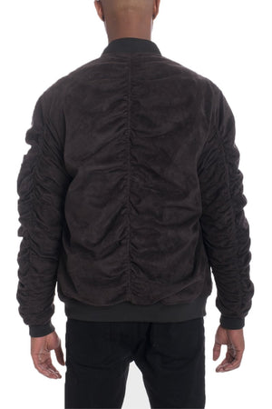 FAUX SUEDE BOMBER- BLACK