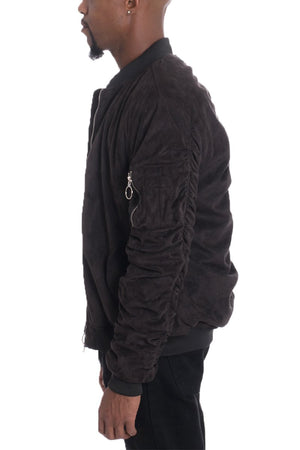 FAUX SUEDE BOMBER- BLACK