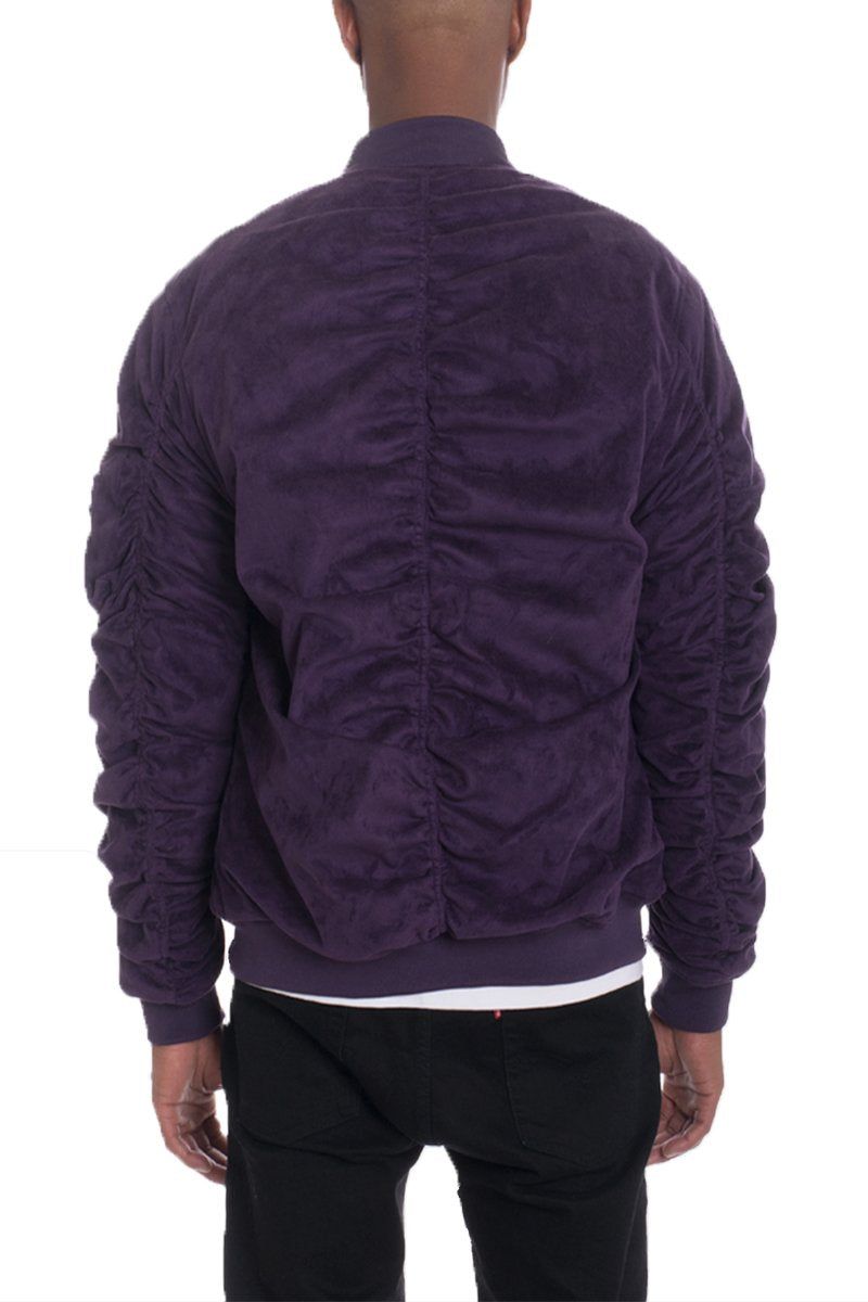 FAUX SUEDE BOMBER- PLUM