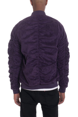 FAUX SUEDE BOMBER- PLUM