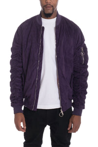 FAUX SUEDE BOMBER- PLUM