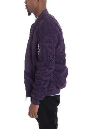 FAUX SUEDE BOMBER- PLUM