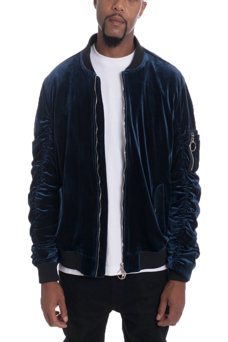 VELOUR BOMBER- NAVY