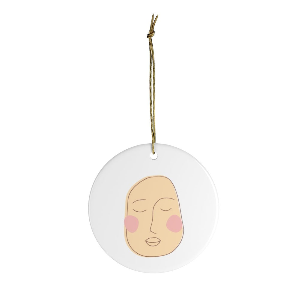 Deep Thought Ceramic Christmas Ornaments in Beige