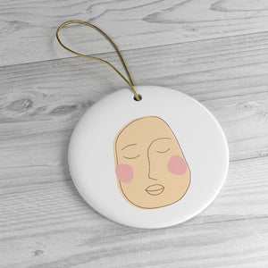 Deep Thought Ceramic Christmas Ornaments in Beige