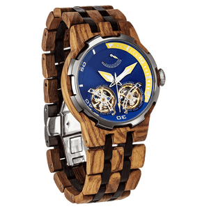 Men's Dual Wheel Automatic Ambila Wood Watch -