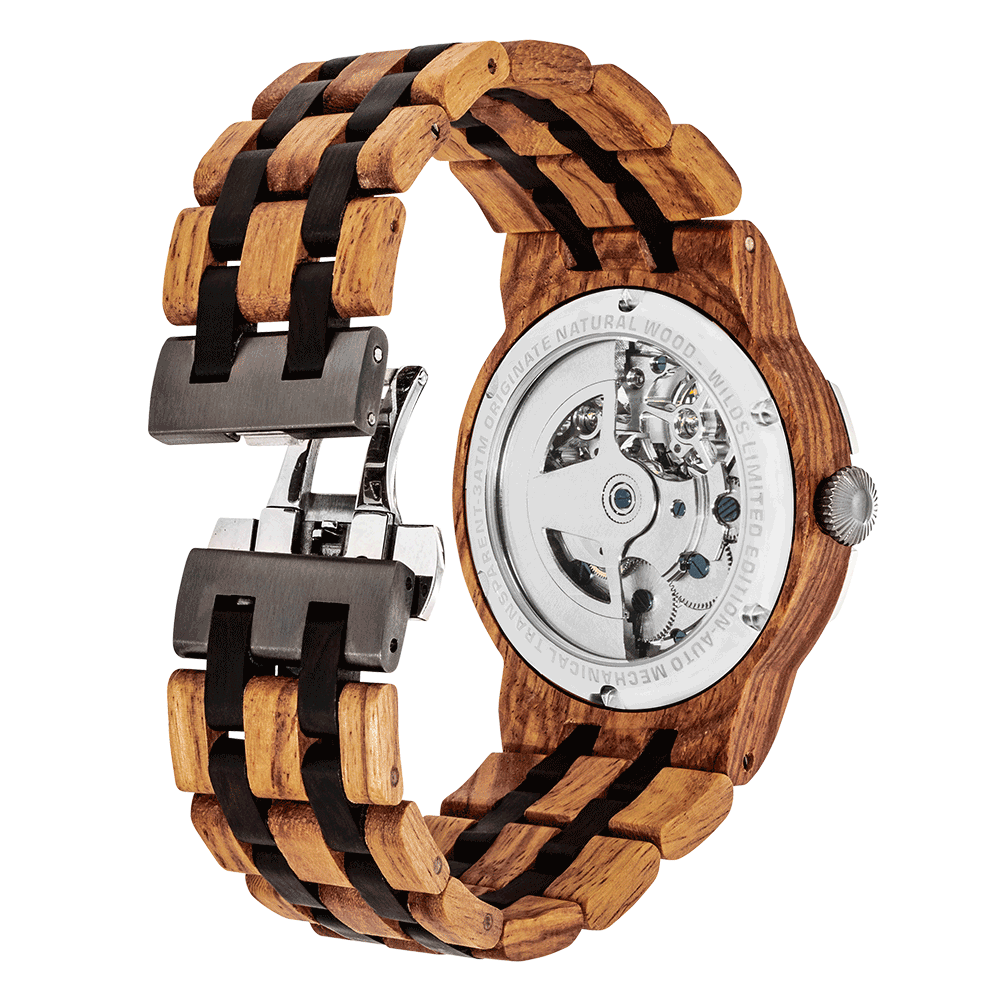 Men's Dual Wheel Automatic Ambila Wood Watch -