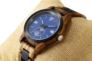 Men's Handcrafted Engraving Zebra Ebony Wood Watch