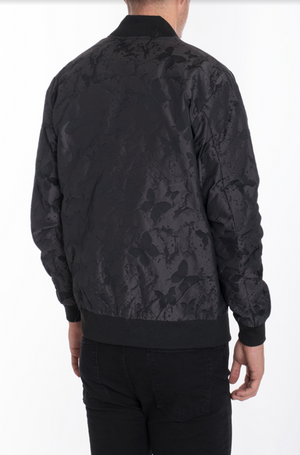 BUTTERFLY PRINTED BOMBER- BLACK