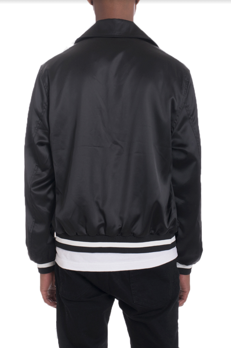 LUXE SATIN BOMBER- BLACK
