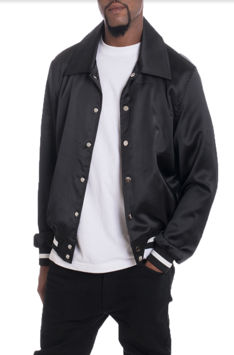 LUXE SATIN BOMBER- BLACK