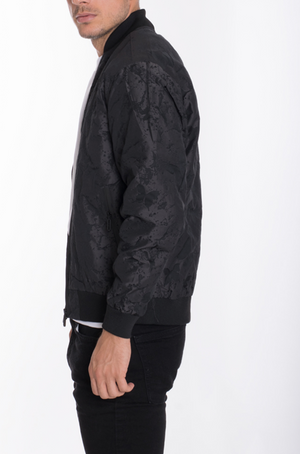 BUTTERFLY PRINTED BOMBER- BLACK