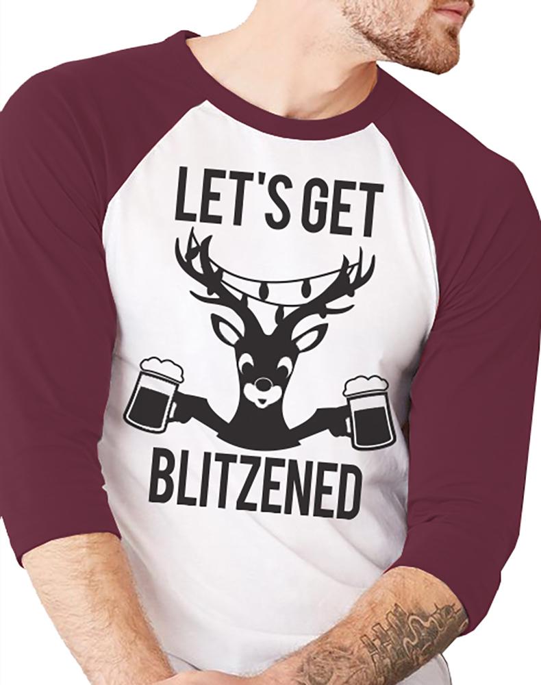 LET'S GET BLITZENED Christmas Baseball Tee