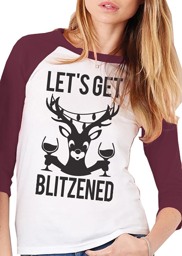 LET'S GET BLITZENED Christmas Baseball Tee