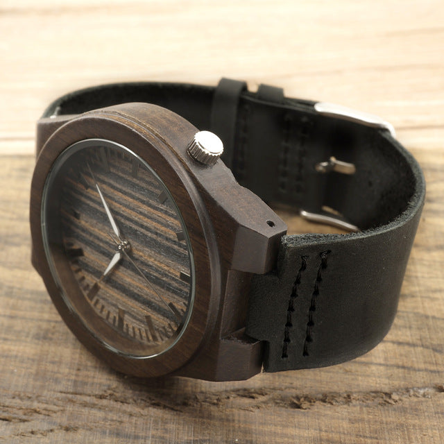 100% Natural Ebony Wooden Bamboo Watches