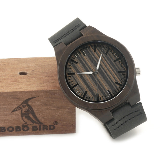 100% Natural Ebony Wooden Bamboo Watches