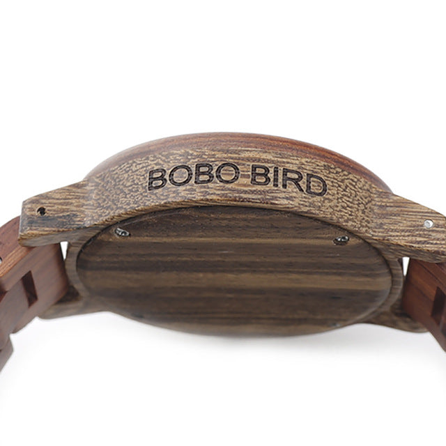 EN13 Men's Top Brand Red Wood Watch with