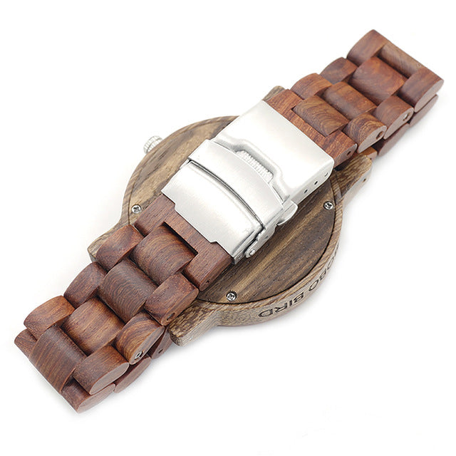 EN13 Men's Top Brand Red Wood Watch with