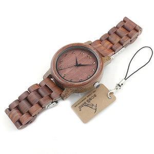 EN13 Men's Top Brand Red Wood Watch with