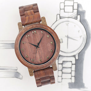 EN13 Men's Top Brand Red Wood Watch with