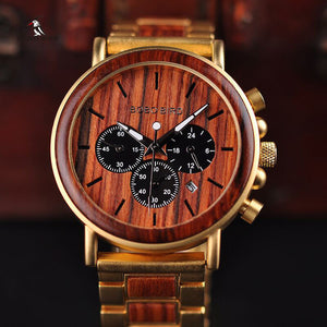 Gold Watch Men Luxury Brand Wooden