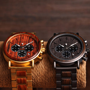 Gold Watch Men Luxury Brand Wooden