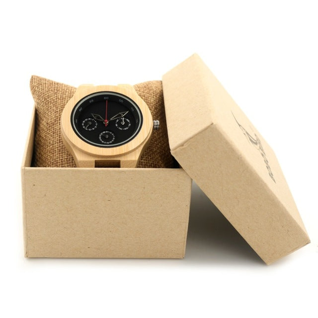 H28 Mens Wooden Bamboo Watch with