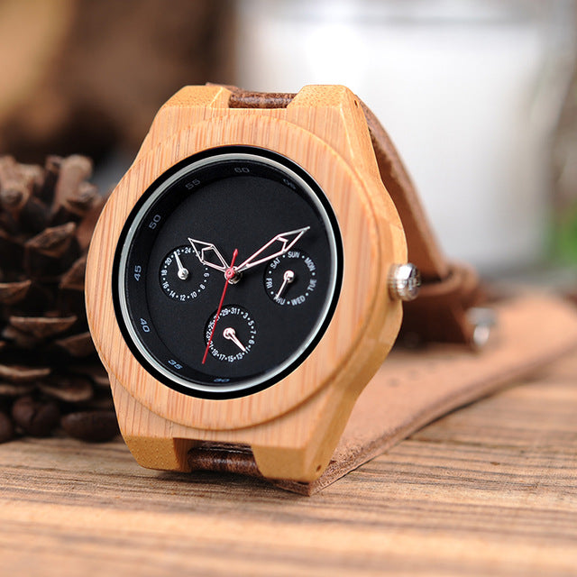 H28 Mens Wooden Bamboo Watch with