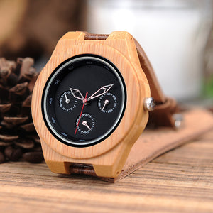 H28 Mens Wooden Bamboo Watch with