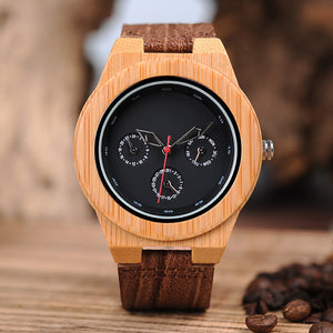 H28 Mens Wooden Bamboo Watch with