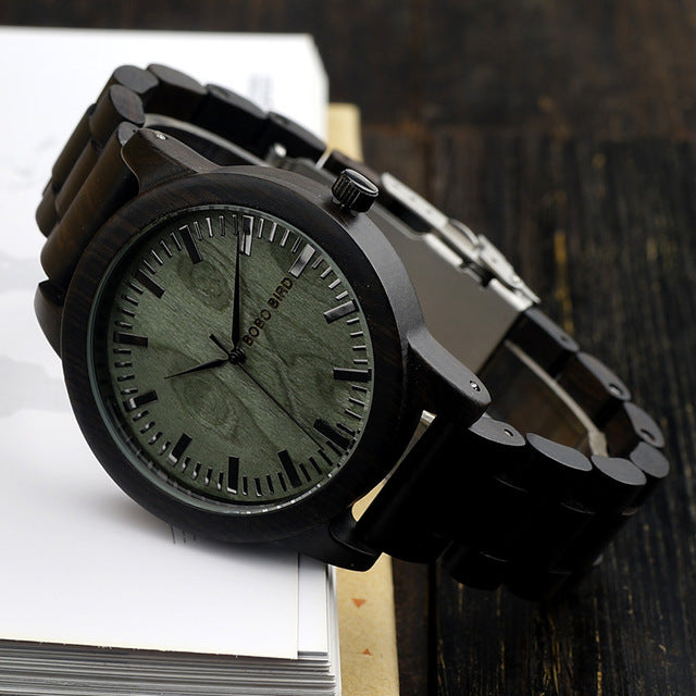 M04 Wooden Men Watch Analog Quartz