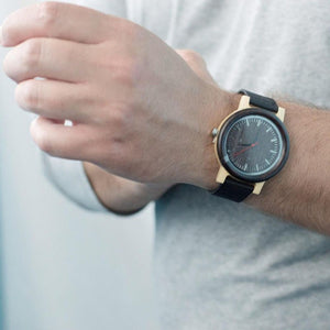 M13 Ebony Wooden Analog Wristwatch Black