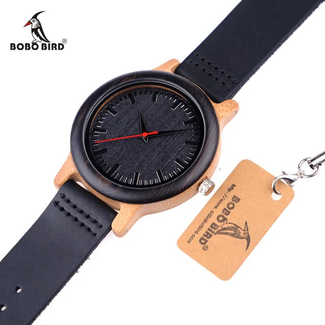 M13 Ebony Wooden Analog Wristwatch Black
