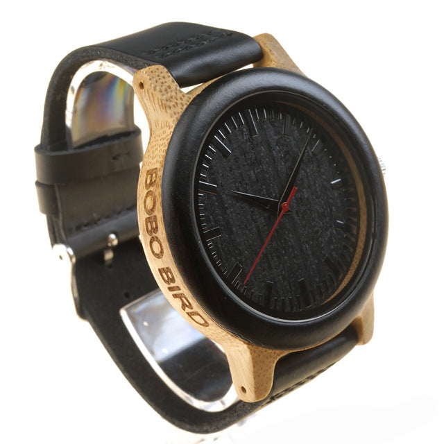 M13 Ebony Wooden Analog Wristwatch Black