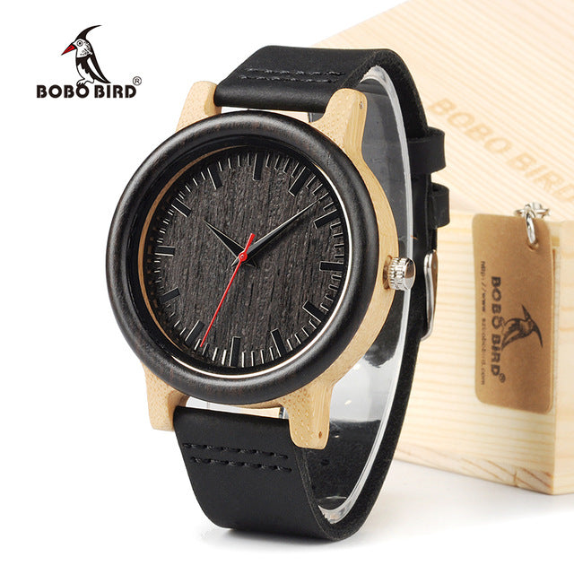 M13 Ebony Wooden Analog Wristwatch Black