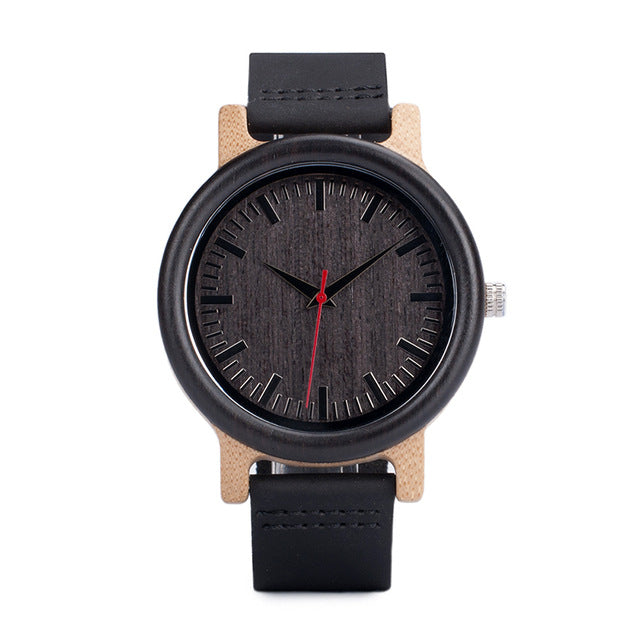 M13 Ebony Wooden Analog Wristwatch Black