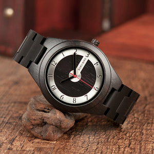 Man Watch Black Wooden Minimalist