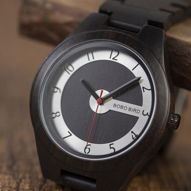 Man Watch Black Wooden Minimalist